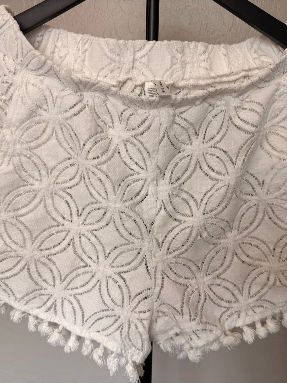 Trina Turk White Eyelet Tassel Swim Coverup Shorts